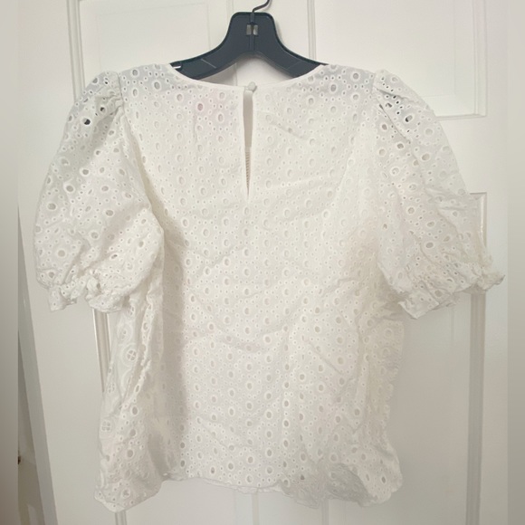 NWT Parker White Eyelet Short Sleeve Blouse - Picture 5 of 7
